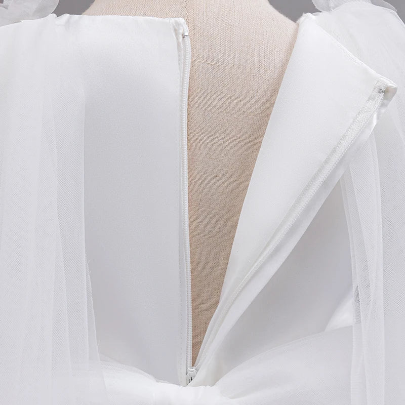 Girls White Pink Party Princess Dress Kids Girl Tailing Dresses for Wedding Birthday Ceremony Baby Girl Gown