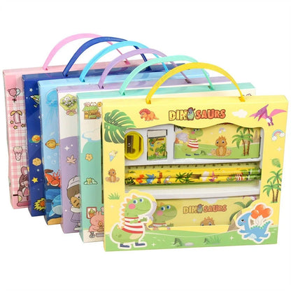 Stationery Gift Cartoon  Student Stationery Set Pencil Eraser Ruler Pencil Sharpener Pencil Case Drawing Book Multifunction
