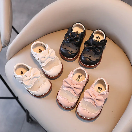 2025 Kids Shoes Baby Girl Walking Shoes with Breathable and Non Slip Mesh Bow Princess Shoes with Non Slip Soft Soles
