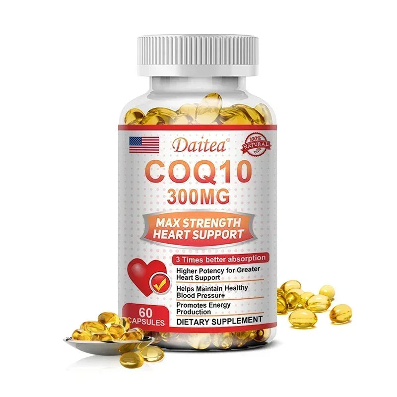 Coenzyme Q10 Capsules, 300 Mg Each, To Promote Cardiovascular Health and Heart Health, Provide Energy To Support Joint Health