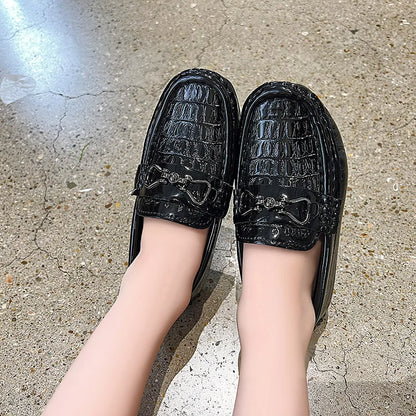 Boys Loafers Non-slip Children's Leather Shoes All-match Four Seasons Metal Buckle  Shiny Simple Kids Fashion Moccasin Shoes