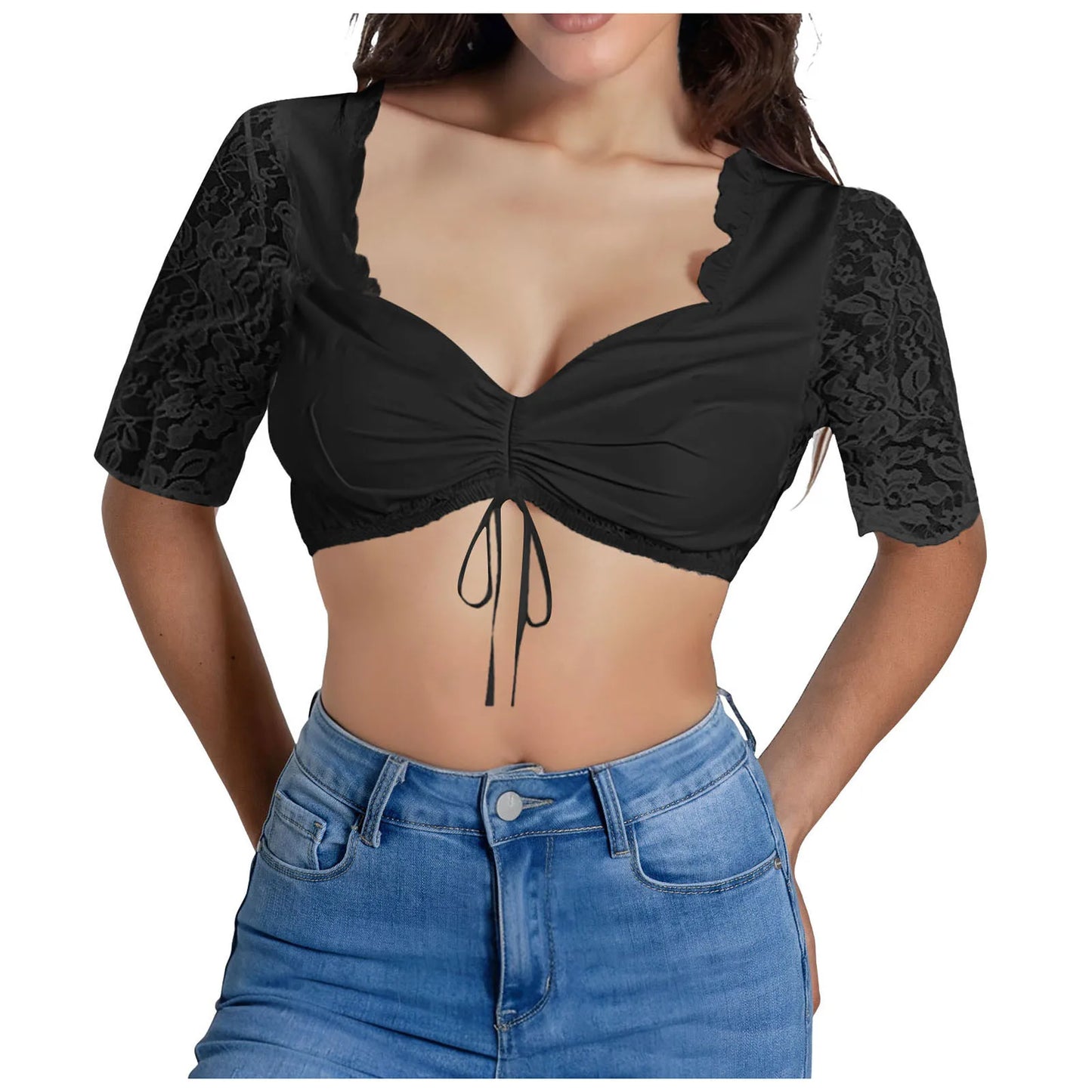 Summer Tank Tops For Oktoberfest Blouse Black Lace Elegant Sexy Lingerie Costume Corset Crop Tops For Women Plus Size Tank Top