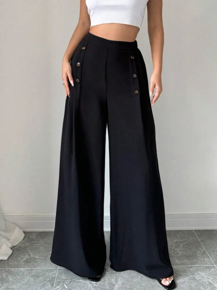 Fashionable Elegant High Waist Wide Leg Pants for Women Spring Summer Atmospheric Great Style Long Trousers (Available)