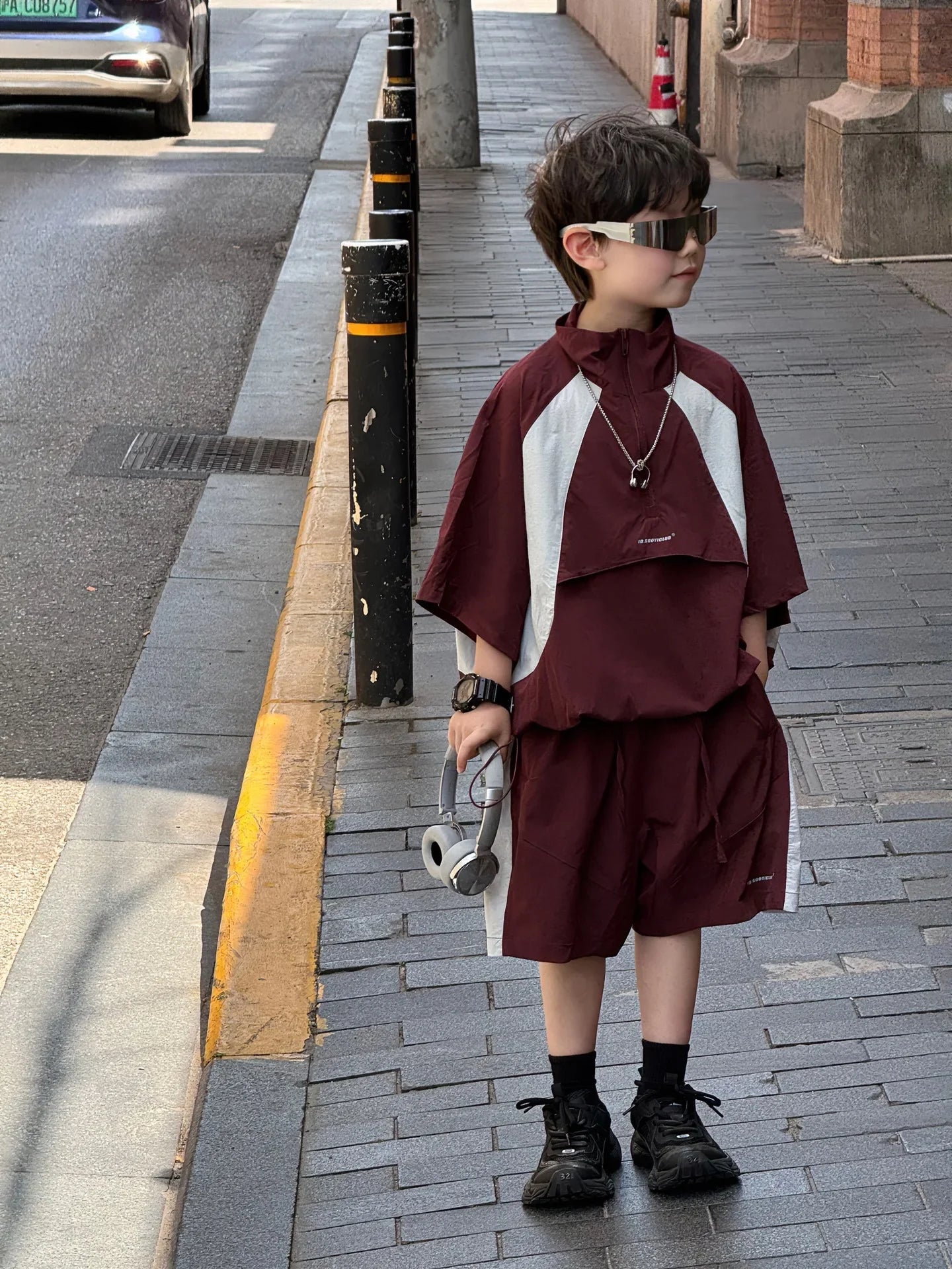 New Handsome Casual Work Clothes Set for Children, Boys' Sports and Leisure, Breathable Two Piece Set, Trendy