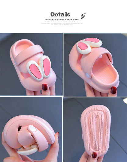New Summer Children Sandals Kids Cartoon Rabbit Slippers Toddler Boys Girls Soft Sole Shoes Anti-Slip Indoor Bathing Slippers
