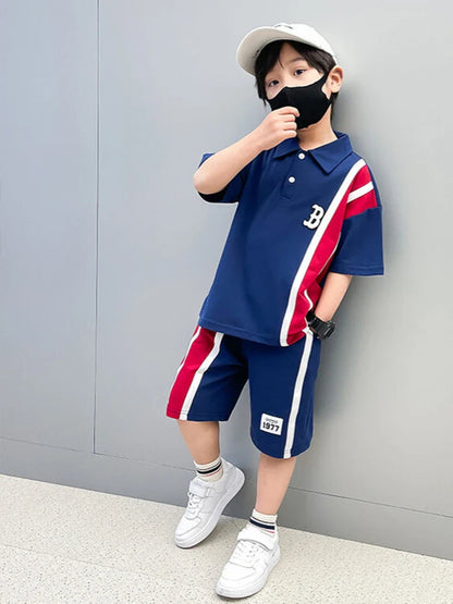 Summer Baby Boys Clothes Suits Kids Patchwork POLO Shirts and Shorts 2pcs Suit Children Short Sleeve Tracksuits Boys Sports Set
