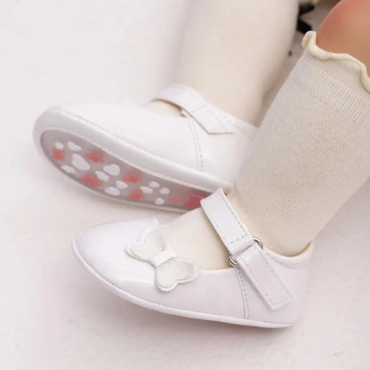 Meckior Baby Girl Shoes Newborn PU Leather Bowknot Dress Infants Shoes Rubber Non-Slip Toddler First Walker Baby Shoes Girls