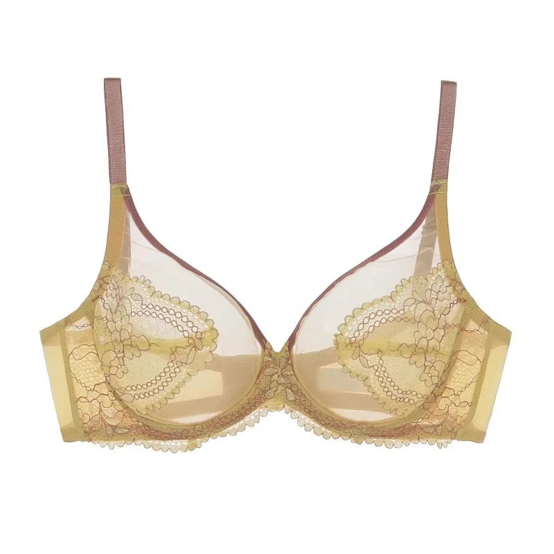 Seamless Lace Bra Breathable Ice Silk Unlined Brassiere Underwear Women's Sexy Push Up Wire Free Ultra-thin Bralette Lingerie