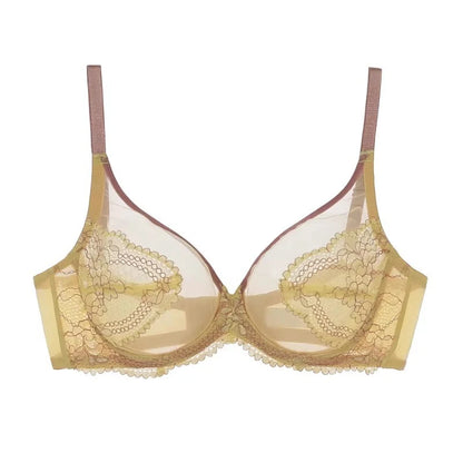 Seamless Lace Bra Breathable Ice Silk Unlined Brassiere Underwear Women's Sexy Push Up Wire Free Ultra-thin Bralette Lingerie