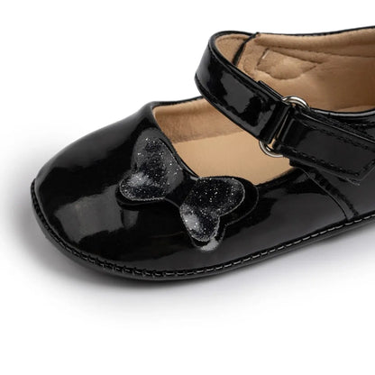 Meckior Baby Girl Shoes Newborn PU Leather Bowknot Dress Infants Shoes Rubber Non-Slip Toddler First Walker Baby Shoes Girls
