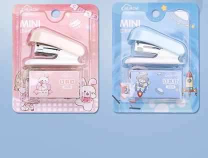 Mini Stapler Set with Staples Cute Rabbit Bear Paper Binder Stationery Office Binding Tools School Supplies