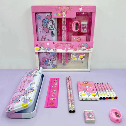 Kuromi Melody Cinnamoroll stationery gift box boys and girls 12 pieces of learning stationery sets new hot cute stationery sets.