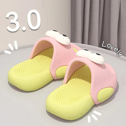 New Child Slippers Lovely Big Eyes Pattern Girls' Shoes EVA Thick Sole Ssandals For Kids Comfortable Girl Slippers