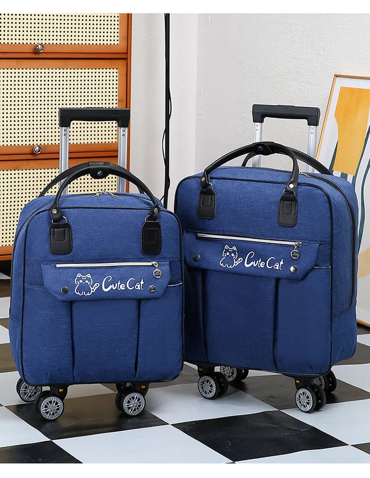 Portable Travel Luggage Bags 4 Wheels Big Capacity Unisex Trolly Travel Duffels Men New Rolling Suitcase Women Wheel Travel Bags