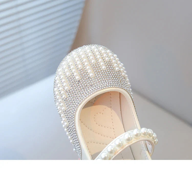 New Pearl Bowknot Elegant Kid's Princess Shoes Fashionable Sweet Children's Shoes