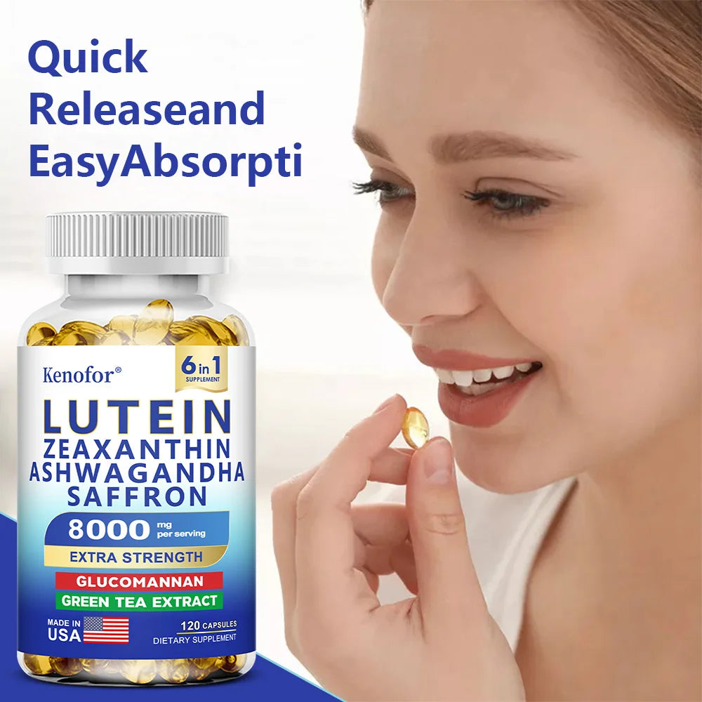 Lutein and Zeaxanthin Capsules - Eye Vitamins for Adults Eye Health Supplement with Glucomannan, Ashwagandha for Vision & Eyes