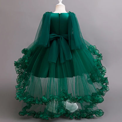 Girls White Pink Party Princess Dress Kids Girl Tailing Dresses for Wedding Birthday Ceremony Baby Girl Gown