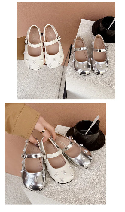 Child Princess Leather Shoe2025Four Seasons New Korean Edition Child FlatShoe  Glitter Girl Anti slip Versatile Le FuShoe