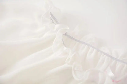 Summer New Lolita Sweet Off Shoulder Chiffon Shirt Female Short T-shirt Women Tops Student Lolita Bubble Sleeve Slim White Top