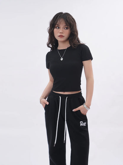 Ele Bal  Embroidery Bla T-irt Sexy Hollow out American Retro Sle ort Sve Street Faion Women's Top