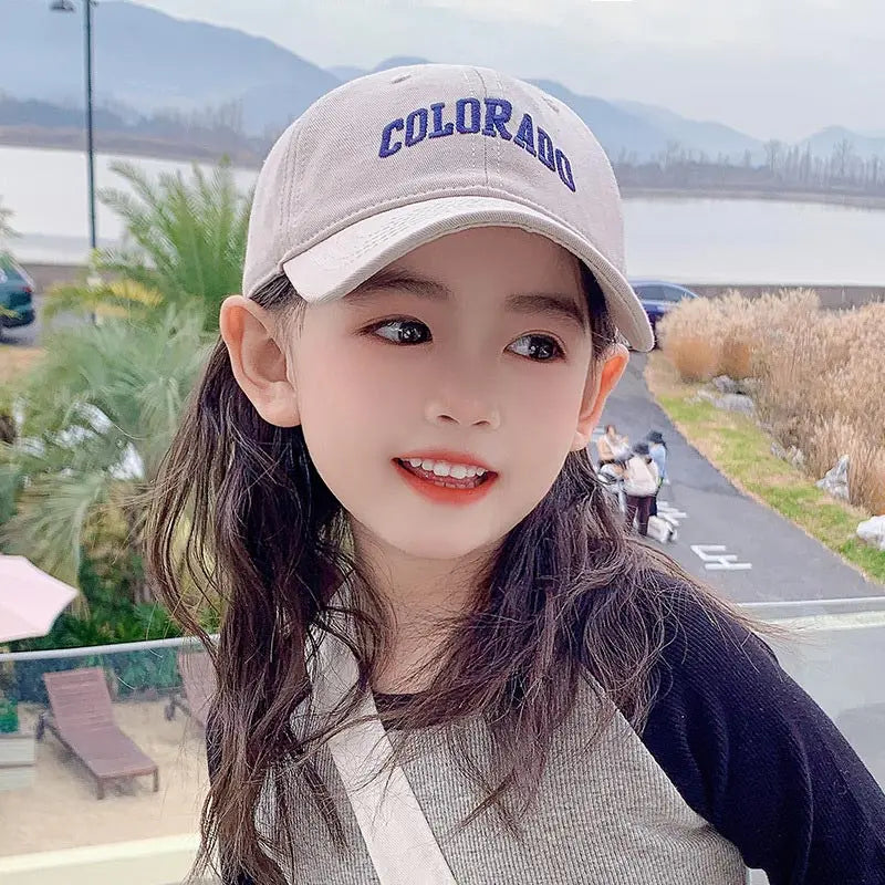 Fashion Letter Children Baseball Hat Solid Cotton Kids Duck Tongue Cap