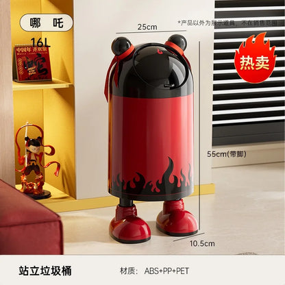 Trash can large large capacity living room kitchen household waste basket sealing sliding cover double layer no bending trash