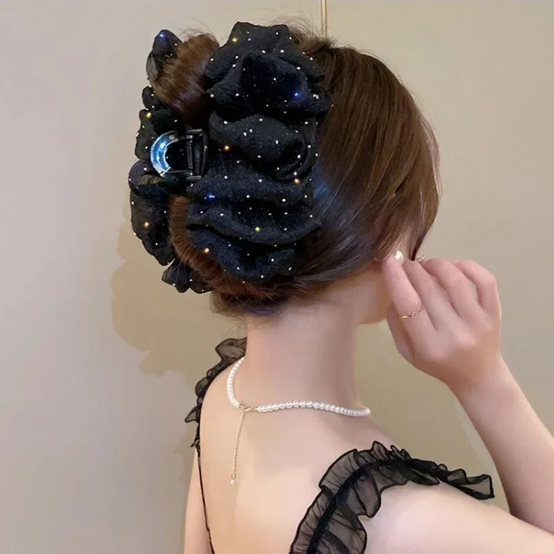 Mesh Bow Hair Clips Women Fashion Grab Claw Clip Female Hair Accessories Korea Elegant Hair Ornament Temperament Girls Headdress