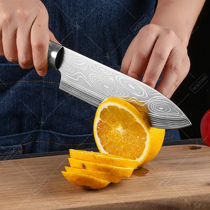 Professional Kitchen Knives Stainless Steel Scissors Fruit Utility Knife Sharpening Rod Sharp Slicing Chef knife Cooking Tools