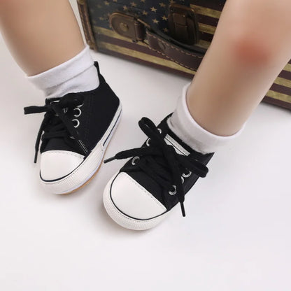Baby Boys Girls Canvas Shoes Non-slip Rubber Sole Comfortable Soft Unisex Baby Basketball Shoes 0-18M