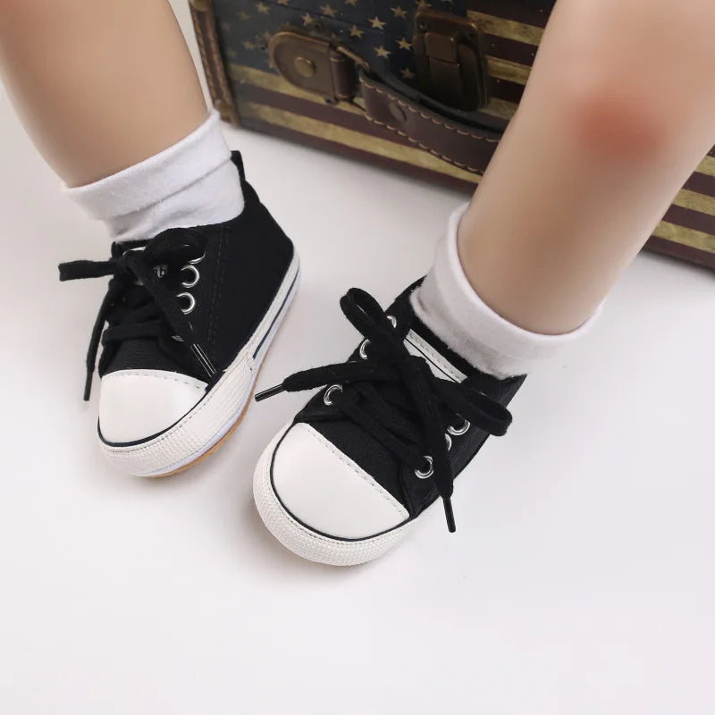 Baby Boys Girls Canvas Shoes Non-slip Rubber Sole Comfortable Soft Unisex Baby Basketball Shoes 0-18M (Available)