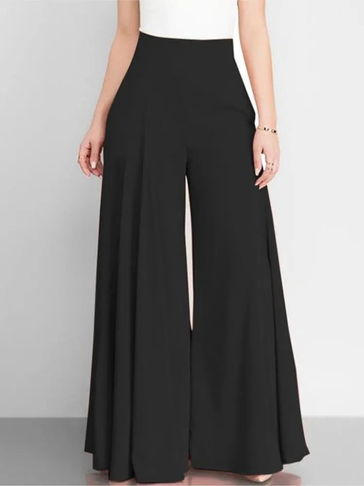 Fashion Women High Waist Wide Leg Pants Spring Autumn Female Elegant Flare Trousers Casual Solid Holiday Loose Long Pant New (Available)