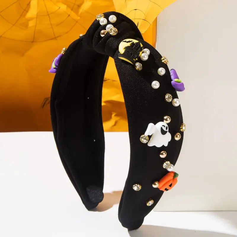 Designer Hair Accessories for Women Featuring Skull, Letters, Diamonds, and Rice Beads, Halloween Styling