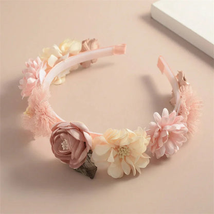 Advanced Handmade Flower Girls Headbands Cute Pearl Feather Wedding Crown Princess Dance Party Headwear Fashion Hoop Accessories