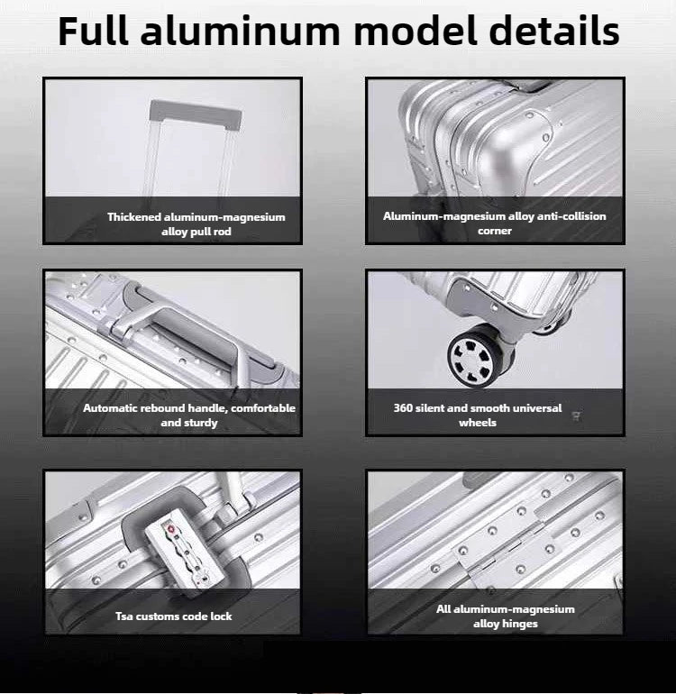 Magnesium Aluminum Alloy Luggage Set, 20" Carry-On & 28" Travel Suitcase with TSA Lock, Lightweight Durable