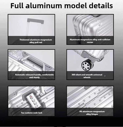 Magnesium Aluminum Alloy Luggage Set, 20" Carry-On & 28" Travel Suitcase with TSA Lock, Lightweight Durable