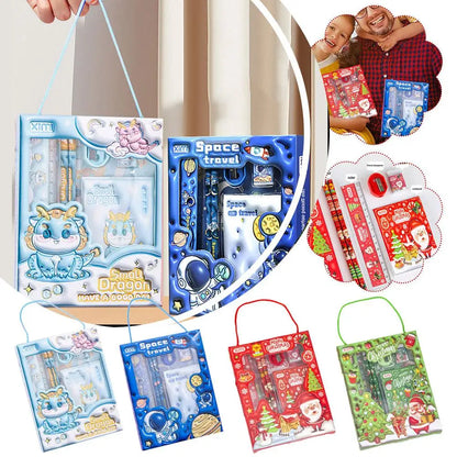 1 Set Cartoon Stationery Set Including Pencil Notebook Ruler Eraser Pencil Sharpener Student School Supplies Stationery Gifts