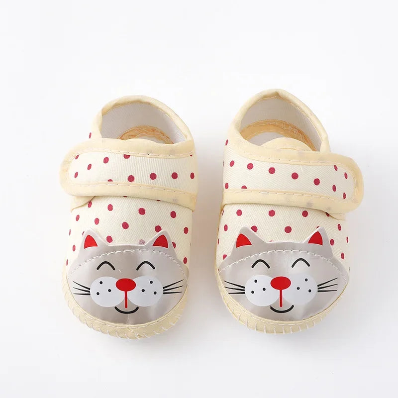 Newborn Baby Boy Girls Shoes Spring Autumn Lovely Floral Embroidery Anti-Slip Sneaker Crib Shoes Soft Cotton Cute First Walkers (Available)