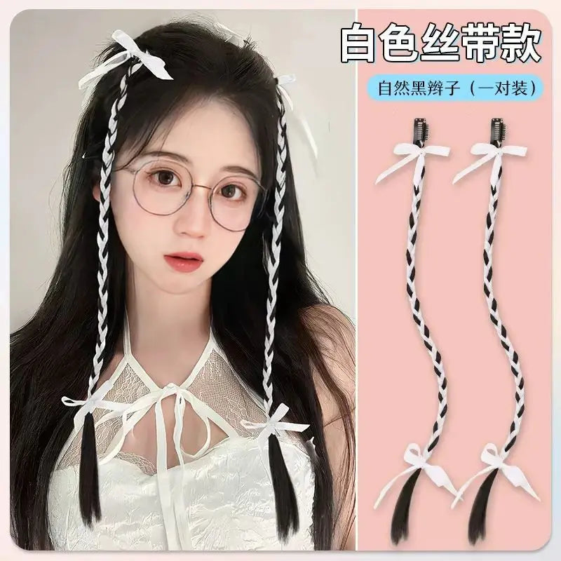 Children's boxing braids, wigs, headband, internet famous hot girls tie their hair, braids, rubber bands, girls' long hair, dirt
