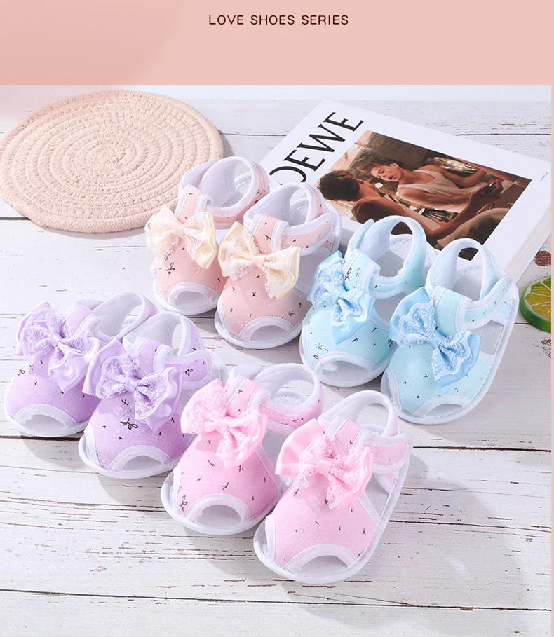 Newborn Infant Baby Girl Princess Bowknot Sandal Sneakers Toddler Soft Crib Walkers Casual Shoes