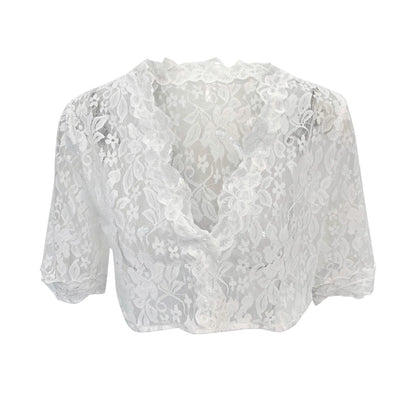 Women's Bavarian Oktoberfest Costumes Elegant Lace Crop Top Traditional Dirndl Blouse V Neck Short Sleeve Tops And Blouses