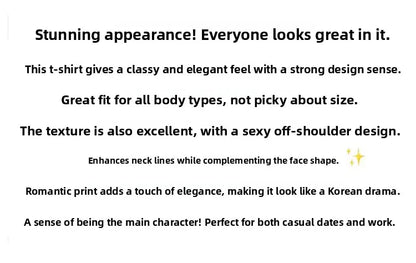 Sexy oulder Bared T irt Women's ort Sve Asymmetrical Collar Faionable Slimming Top Korean Sle Cotton Blend Summe...