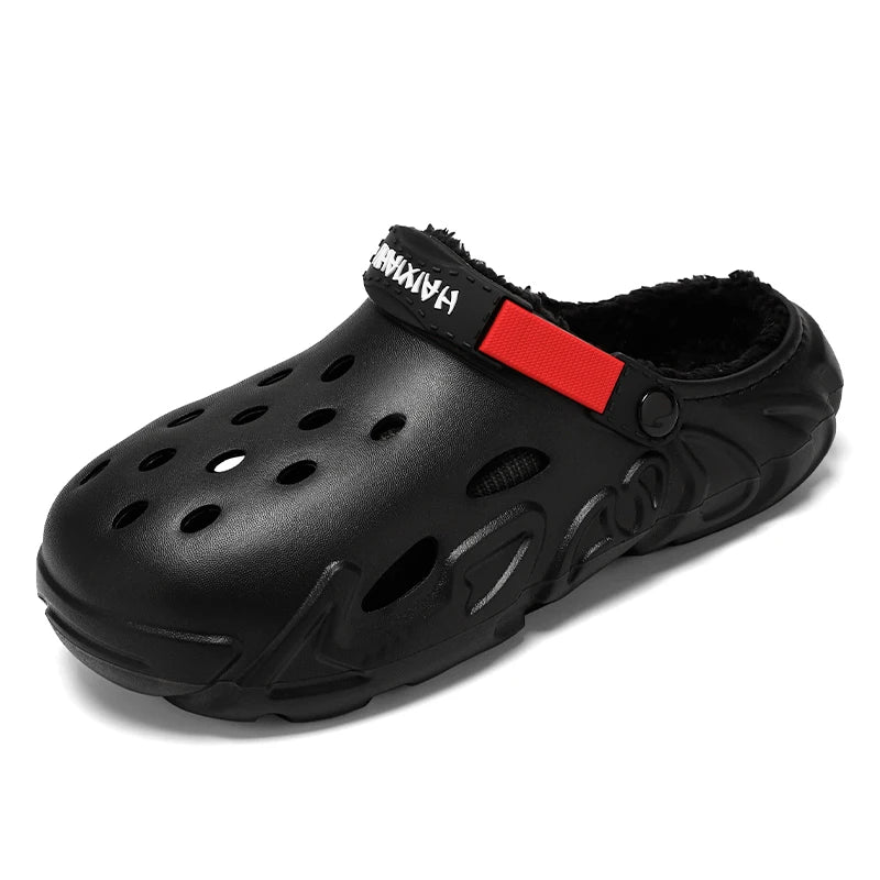 Winter Warm Home Slippers Men Waterproof Fur Clogs Slippers Garden Slippers Fuzzy Plush Slippers Bedroom Shoe For Indoor Outdoor