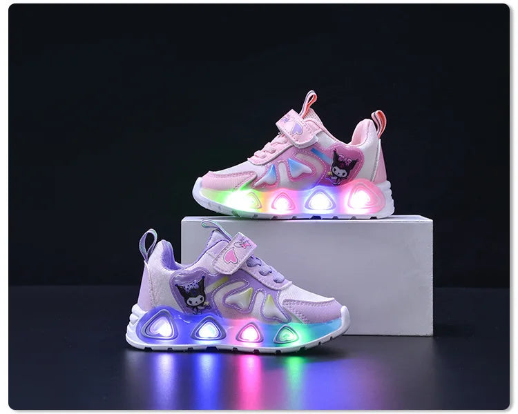 Tenis Children Led Shoe Girls Lighted Sneakers Glowing Shoe for Kids Soft Soled Breathable Casual Toddler Ctue Kuromi Baby Shoes