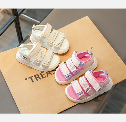 Summer Anti-Slippery Little Kids Sandals for Girls Non-Slip Soft Sole Toddler Beach Shoes School Versatile Chic Casual Footwear
