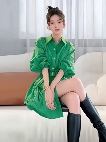 New Spring Summer Women's Dress Clothes Fashion Elegant Temperament Waist Causal All-Match Pullover Dress Ladies Vestidos