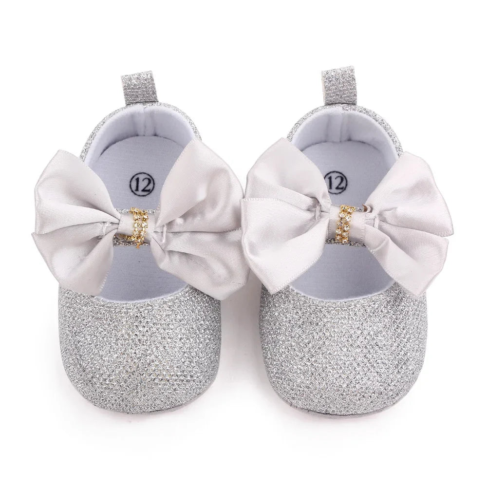 Spring Autumn Beautiful Baby Girl Princess Shoes Soft Soled Butterfly Bowknot Fashion Design Solid Newborn Prewalker Shoes