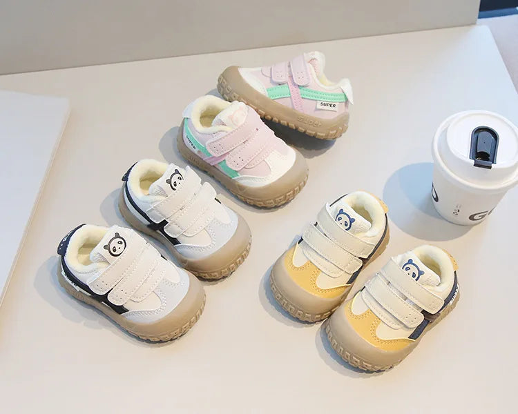 Baby Sneakers Warm Fur Inside Infant Shoes Autumn Winter Little Boys Girls Casual Shoes For Baby Pink, Yellow