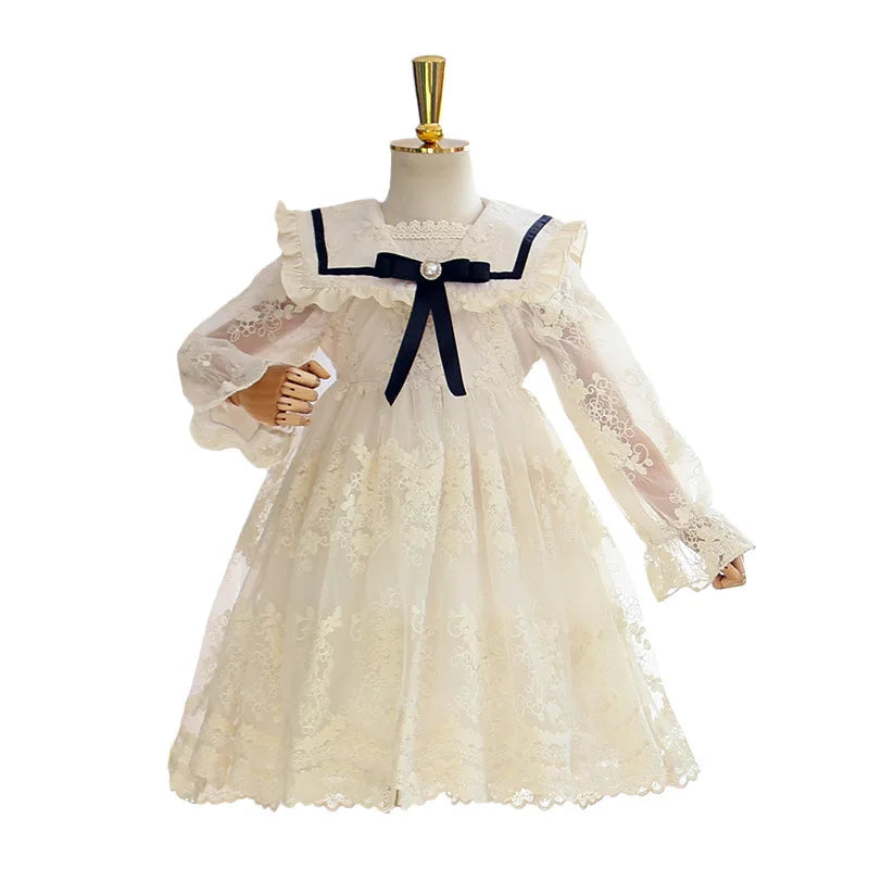 Girls Casual Dresses Girls' Long Sleeve Princess Dress - Lace & Tulle Skirt, Elegant Party Dress for Kids