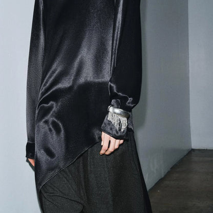 Trendy Simple Bead Chain Tassel Bracelet for Women New Hip Hop Rock Exaggerated Festival Party Wide Bracelet Jewelry Accessories