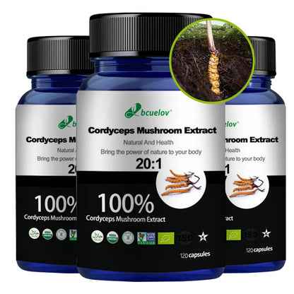 Pure Cordyceps Mushroom Extract Supplement - Improve Energy, Respiratory, Immune, Kidney Health Support, Vegetarian Capsules